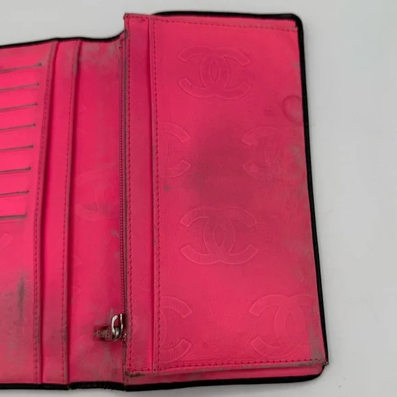 Chanel Cambon Ligne Long Wallet Black Lambskin Pink Series 10 w/ Holo, Auth Card - Picture 10 of 16